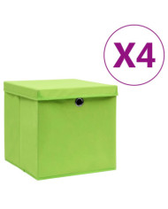 Boîtes de rangement avec couvercles 4 pcs 28x28x28 cm Vert | Mobilier & Déco