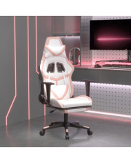 Chaise de jeu avec repose-pied Blanc et rose Similicuir | Mobilier & Déco