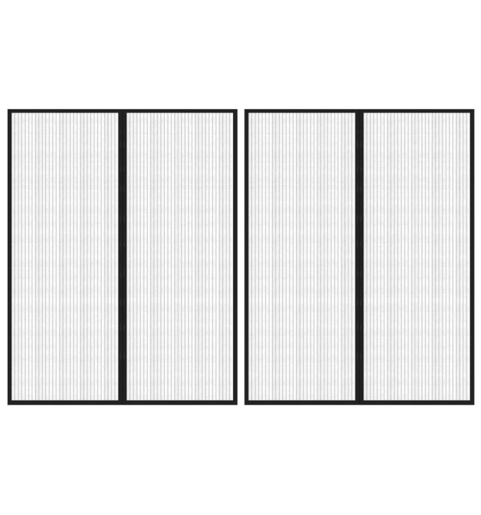 Rideaux de porte anti-insectes 2 pcs et aimants noir 230x160 cm | Mobilier & Déco