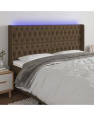 Tête de lit à LED Marron foncé 183x16x118/128 cm Tissu | Mobilier & Déco