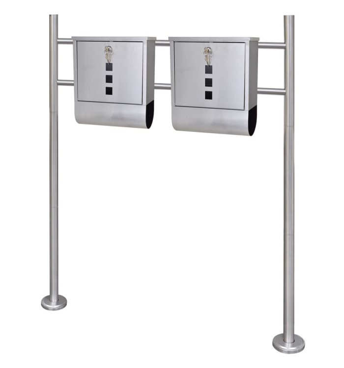 Double boîte à lettre sur support en acier inoxydable | Mobilier & Déco