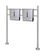 Double boîte à lettre sur support en acier inoxydable | Mobilier & Déco