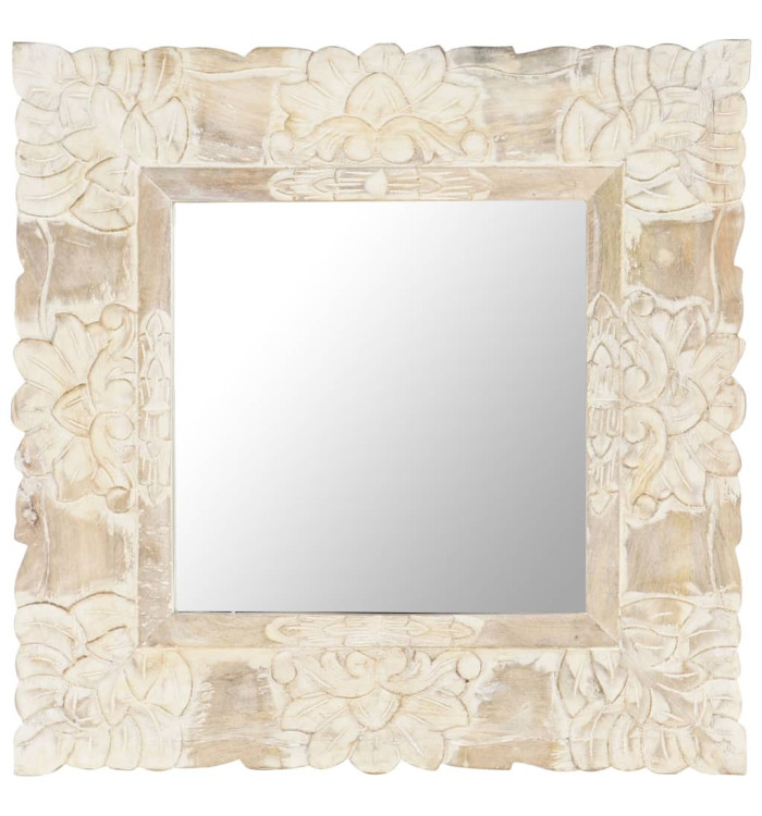 Miroir Blanc 50x50 cm Bois de manguier massif | Mobilier & Déco