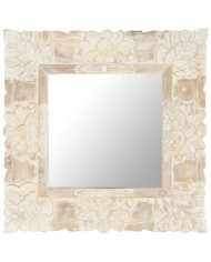 Miroir Blanc 50x50 cm Bois de manguier massif | Mobilier & Déco