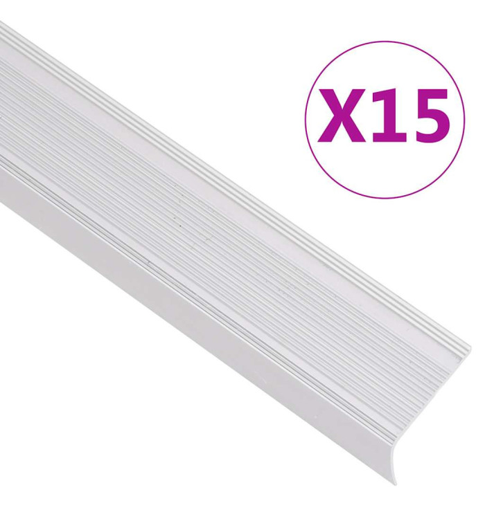 Nez de marche forme en L 15 pcs aluminium 100 cm argenté | Mobilier & Déco
