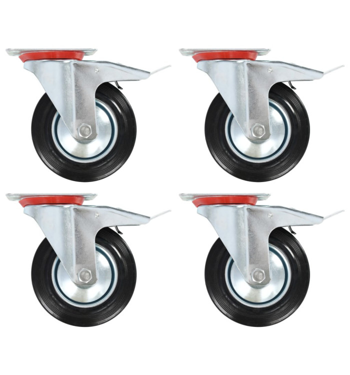 Roulettes pivotantes avec double frein 4 pcs 160 mm | Mobilier & Déco