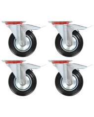 Roulettes pivotantes avec double frein 4 pcs 160 mm | Mobilier & Déco