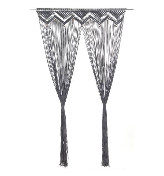 Rideau en macramé Anthracite 140x240 cm Coton | Mobilier & Déco