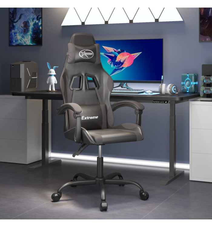 Chaise de jeu pivotante Noir et gris Similicuir | Mobilier & Déco