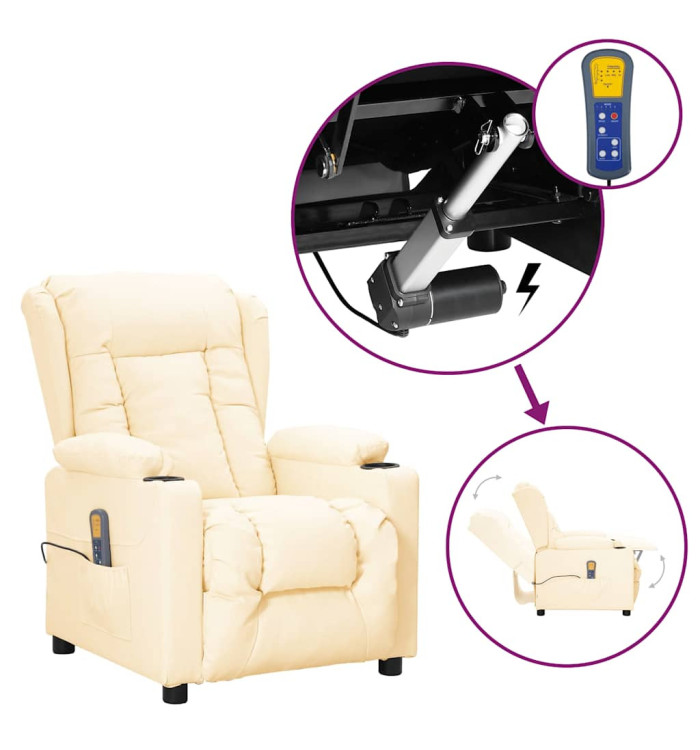 Fauteuil de massage Crème Similicuir | Mobilier & Déco