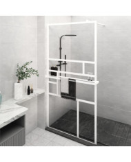 Paroi de douche et étagère Blanc 115x195 cm Verre ESGetAluminium | Mobilier & Déco