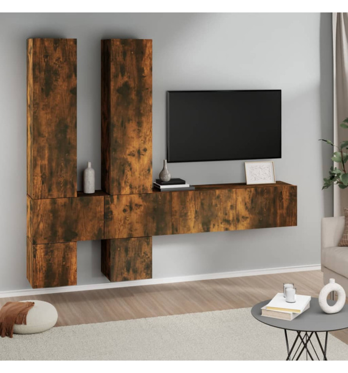 Meuble TV mural Chêne fumé Bois d'ingénierie | Mobilier & Déco