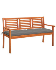 Banc de jardin 3 places avec coussin 150 cm Bois d'eucalyptus | Mobilier & Déco