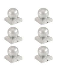 Bouchons de poteau 6 pcs Globe final Métal galvanisé 91x91 mm | Mobilier & Déco