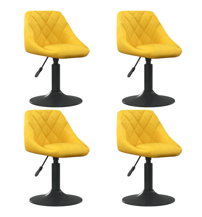Chaises à manger pivotantes lot de 4 jaune moutarde velours | Mobilier & Déco