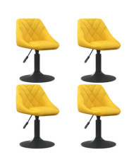 Chaises à manger pivotantes lot de 4 jaune moutarde velours | Mobilier & Déco