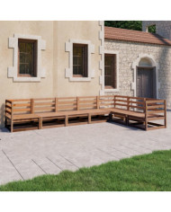 Salon de jardin 7 pcs marron miel bois de pin massif | Mobilier & Déco