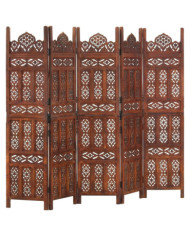 Cloison de séparation 5 panneaux Marron 200x165cm Bois manguier | Mobilier & Déco
