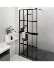 Paroi de douche avec étagère Noir 90x195 cm Verre ESGetAluminium | Mobilier & Déco