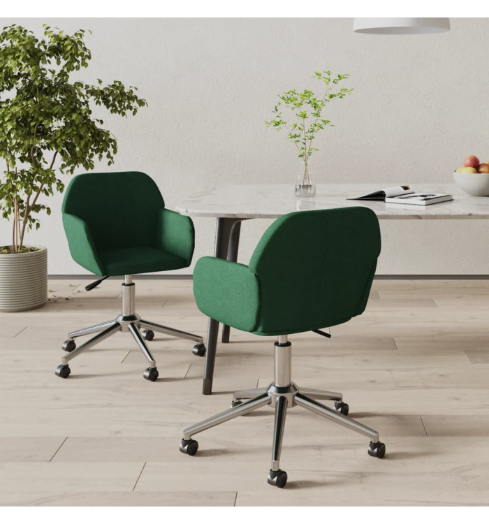 Chaises pivotantes à manger lot de 2 vert foncé tissu | Mobilier & Déco