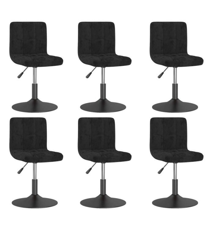 Chaises pivotantes à manger lot de 6 noir velours | Mobilier & Déco