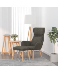 Chaise de relaxation avec tabouret Gris foncé Velours | Mobilier & Déco