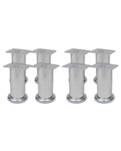 Pieds ronds de canapé 8 pcs Chrome 120 mm | Mobilier & Déco