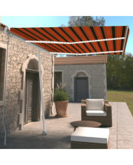 Auvent manuel rétractable avec LED 350x250 cm Orange et marron | Mobilier & Déco