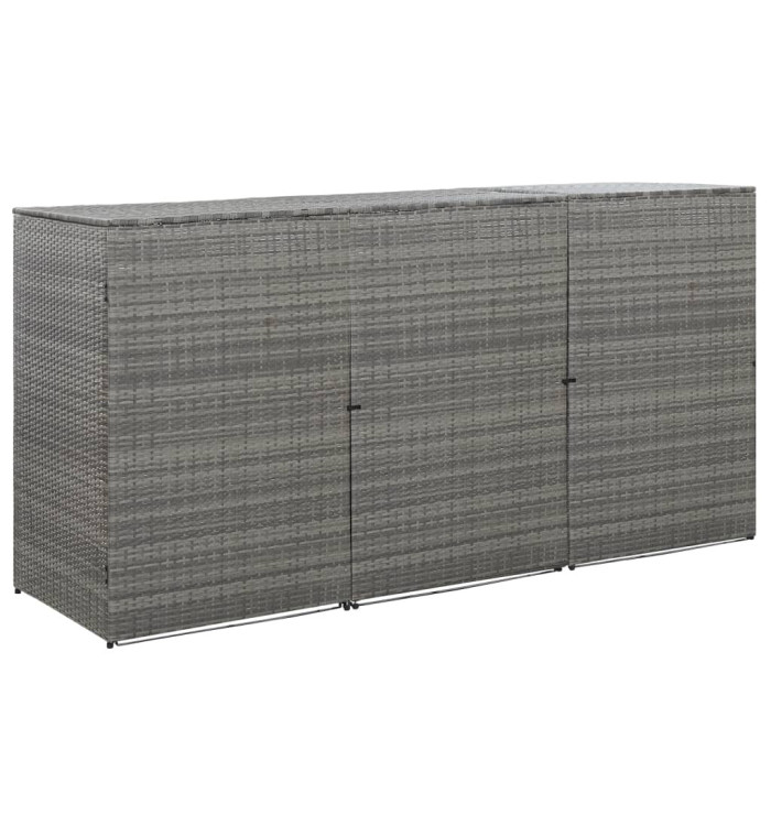 Abri de poubelle triple Anthracite 229x78x120cm Résine tressée | Mobilier & Déco