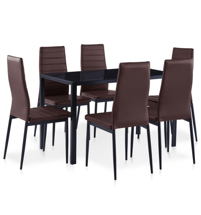 Ensemble à dîner 7 pcs Marron | Mobilier & Déco