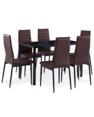 Ensemble à dîner 7 pcs Marron | Mobilier & Déco