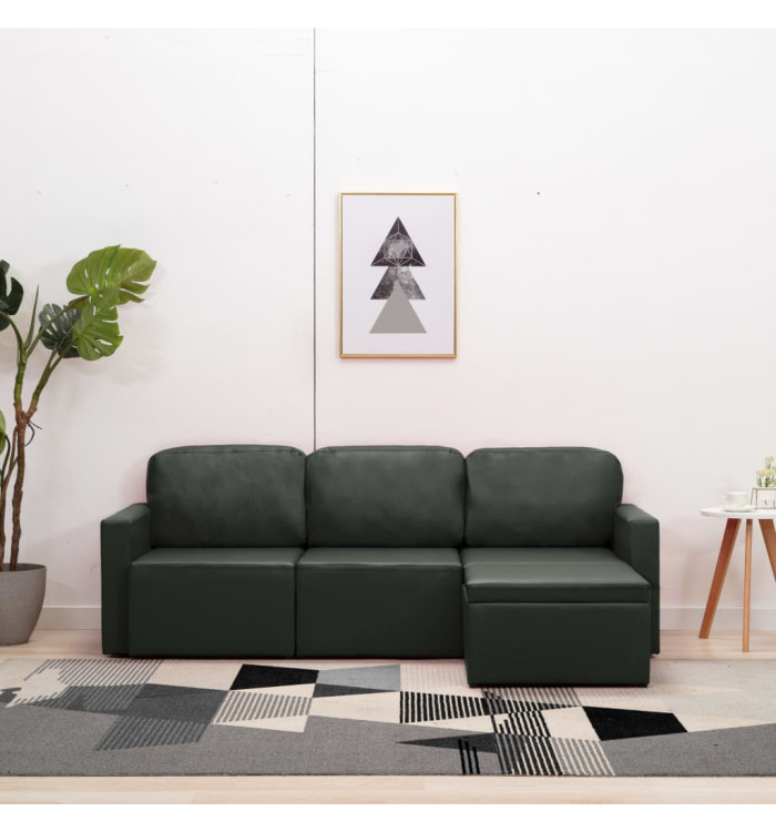Canapé-lit modulaire 3 places Gris Similicuir | Mobilier & Déco