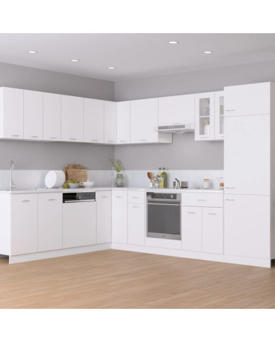 Ensemble de meubles de cuisine 14 pcs Blanc Aggloméré | Mobilier & Déco
