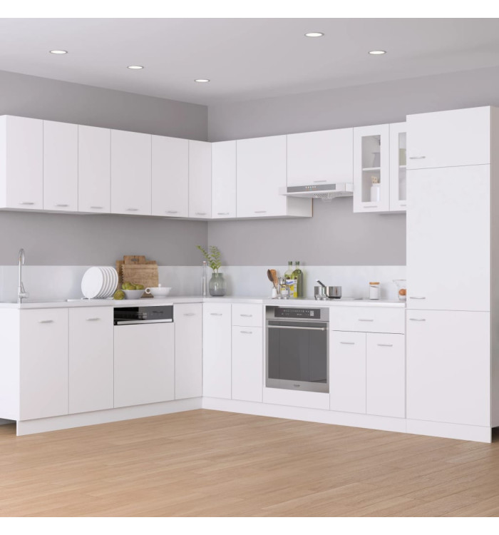 Ensemble de meubles de cuisine 14 pcs Blanc Aggloméré | Mobilier & Déco