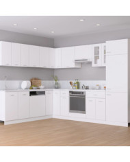 Ensemble de meubles de cuisine 14 pcs Blanc Aggloméré | Mobilier & Déco