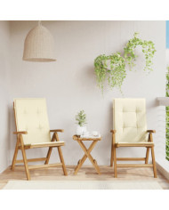 Chaises de jardin inclinables lot de 2 et coussins teck massif | Mobilier & Déco