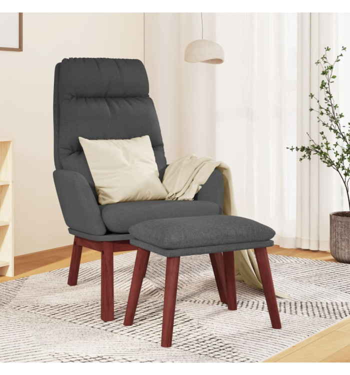 Chaise de relaxation avec tabouret Gris foncé Tissu | Mobilier & Déco