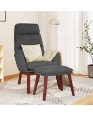 Chaise de relaxation avec tabouret Gris foncé Tissu | Mobilier & Déco
