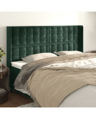 Tête de lit avec oreilles Vert foncé 163x16x118/128 cm Velours | Mobilier & Déco