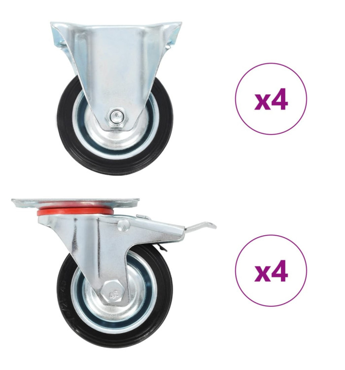8 pcs Roulettes 75 mm | Mobilier & Déco