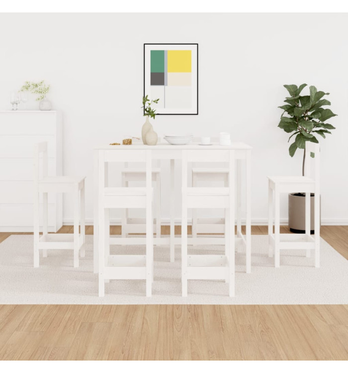 Ensemble de bar 7 pcs Blanc Bois de pin massif | Mobilier & Déco