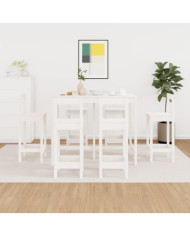 Ensemble de bar 7 pcs Blanc Bois de pin massif | Mobilier & Déco