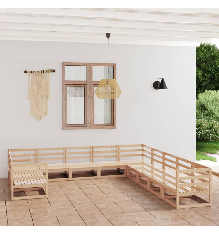Salon de jardin 11 pcs bois de pin massif | Mobilier & Déco