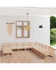 Salon de jardin 11 pcs bois de pin massif | Mobilier & Déco