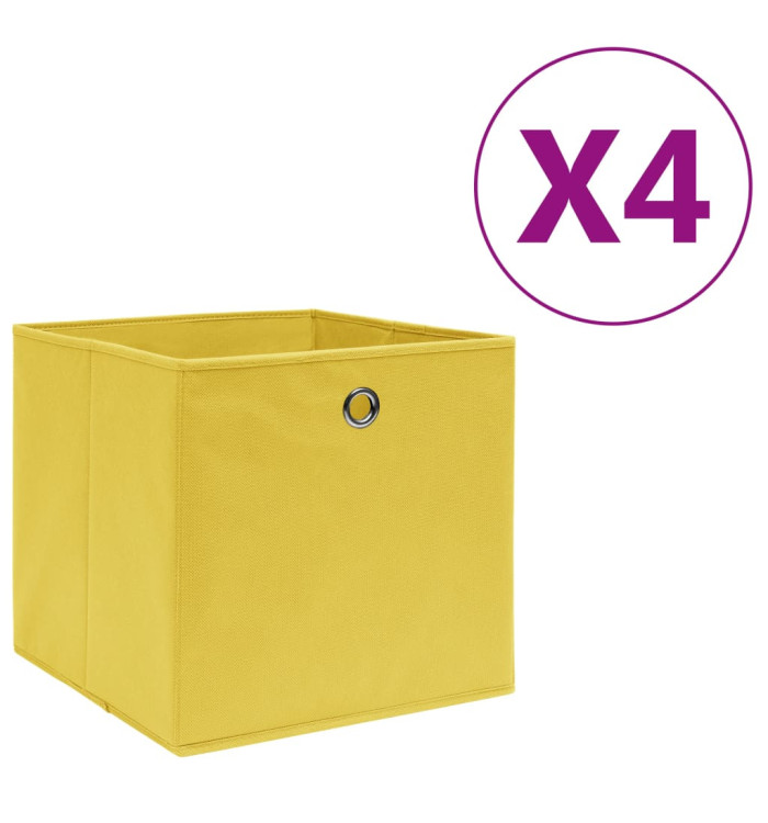 Boîtes de rangement 4 pcs Tissu intissé 28x28x28 cm Jaune | Mobilier & Déco