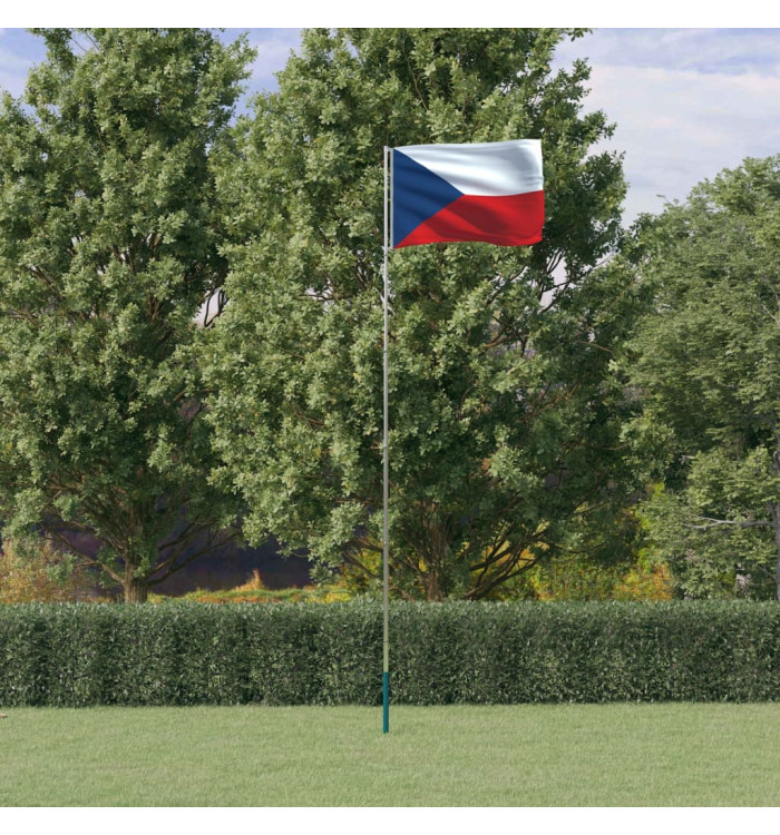 Drapeau tchèque et mât 5,55 m Aluminium | Mobilier & Déco