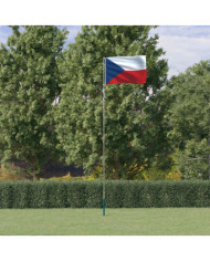 Drapeau tchèque et mât 5,55 m Aluminium | Mobilier & Déco