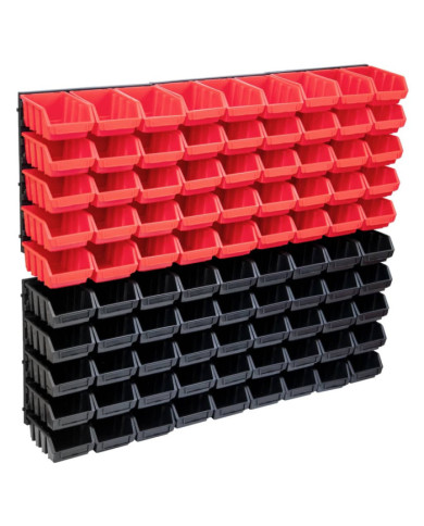 Kit de bacs de stockage et panneaux muraux 96 pcs Rouge et noir | Mobilier & Déco