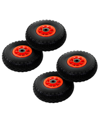 Roue de diable 4 pcs PU solide 3.00-4 (260 x 85 mm) | Mobilier & Déco