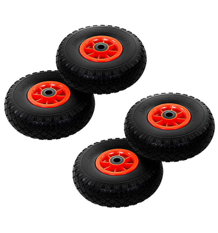 Roue de diable 4 pcs PU solide 3.00-4 (260 x 85 mm) | Mobilier & Déco